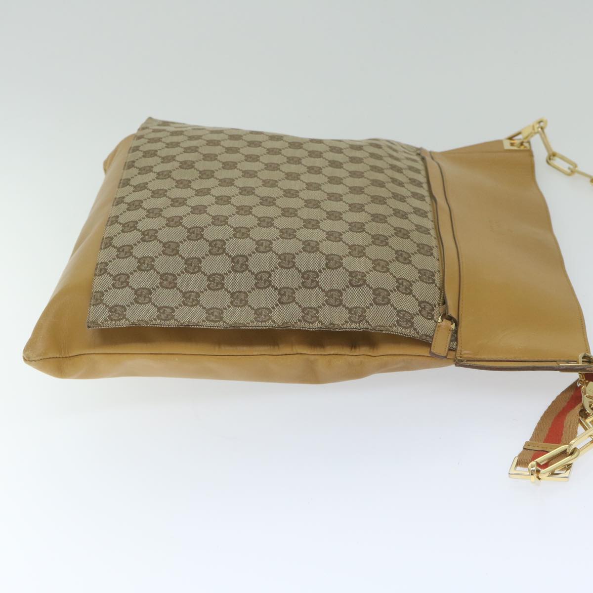 GUCCI GG Canvas Sherry Line Shoulder Bag Beige Red Brown hk957