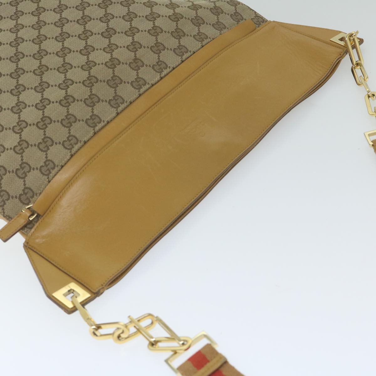 GUCCI GG Canvas Sherry Line Shoulder Bag Beige Red Brown hk957