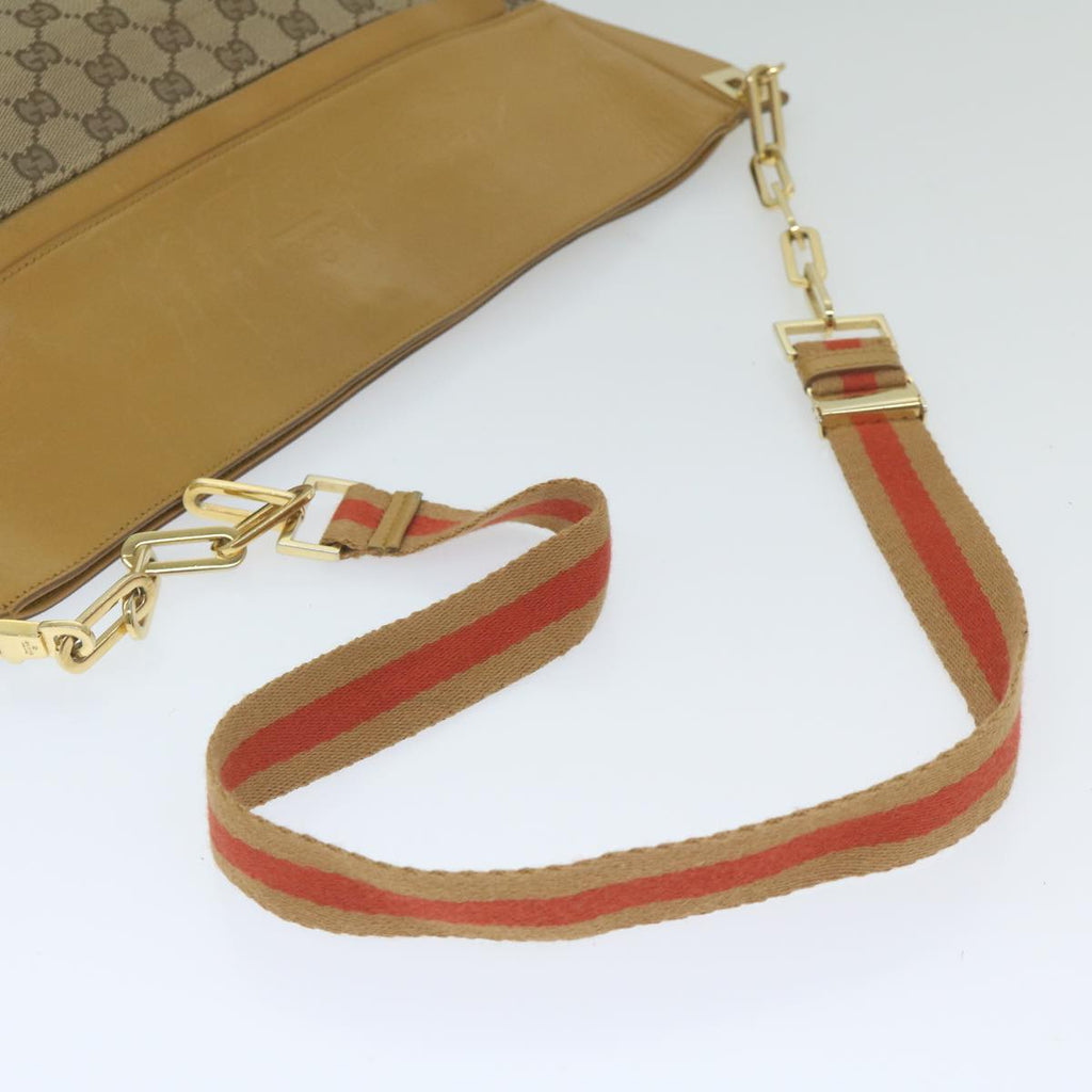 GUCCI GG Canvas Sherry Line Shoulder Bag Beige Red Brown hk957