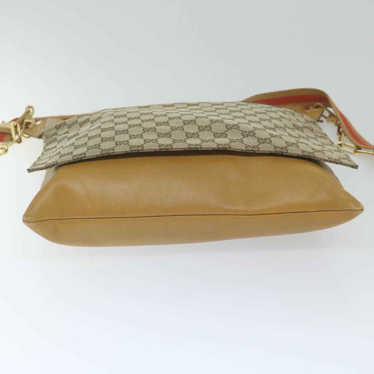 GUCCI GG Canvas Sherry Line Shoulder Bag Beige Red Brown hk957