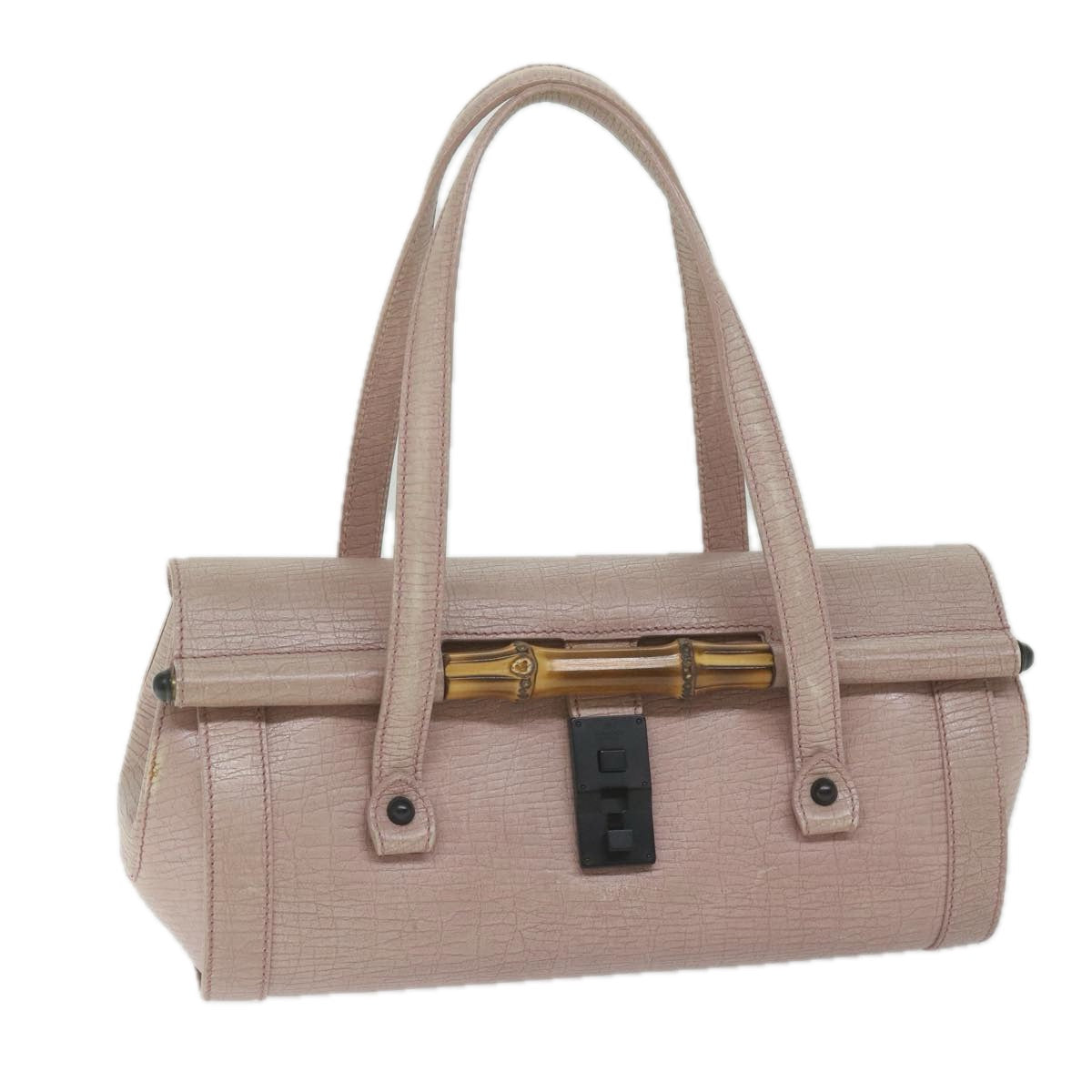 GUCCI Bamboo Hand Bag Leather Pink 111713 hk989