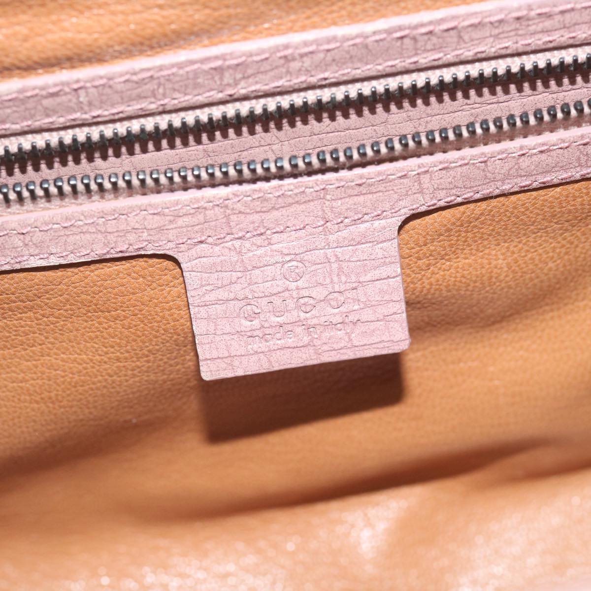 GUCCI Bamboo Hand Bag Leather Pink 111713 hk989