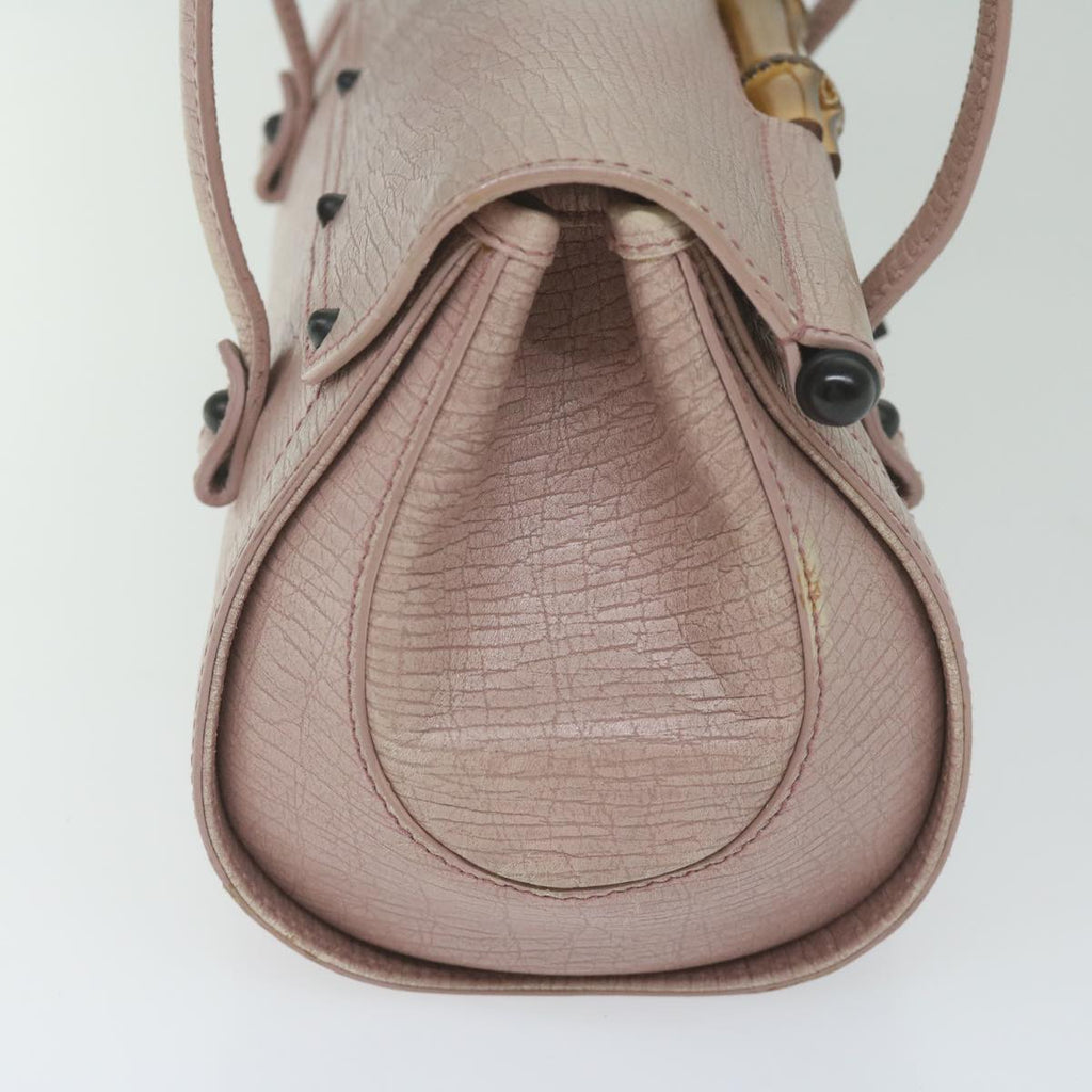 GUCCI Bamboo Hand Bag Leather Pink 111713 hk989