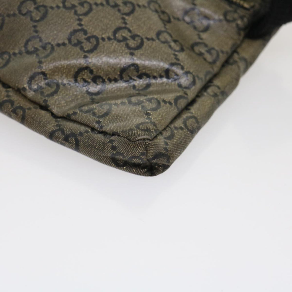 GUCCI GG Canvas Waist Bag Black Gold hs1094