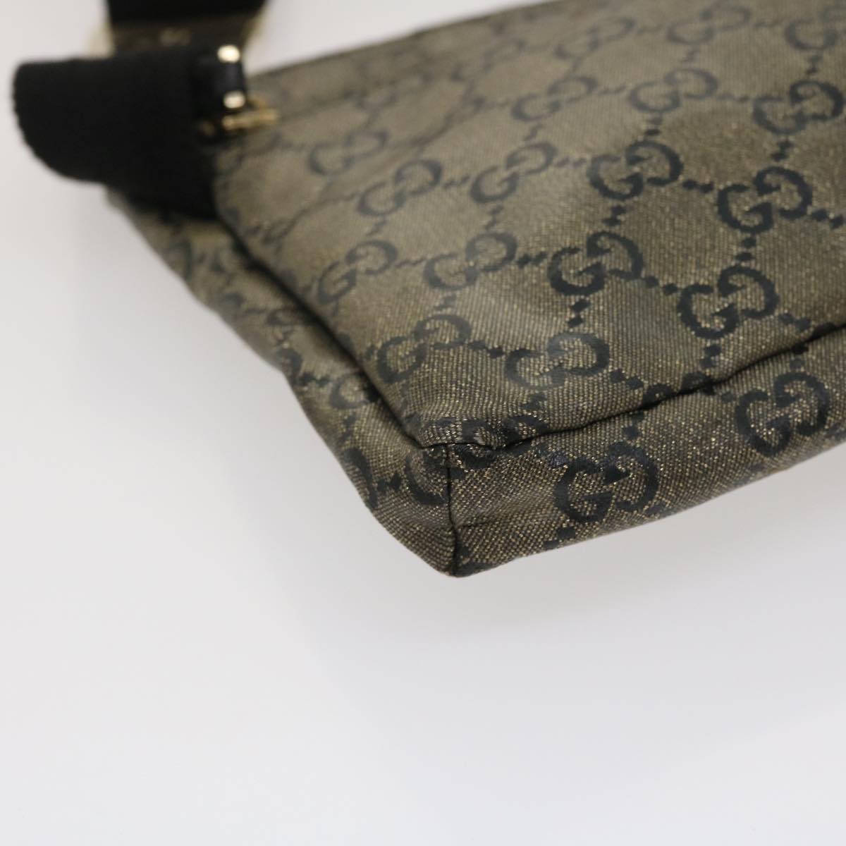 GUCCI GG Canvas Waist Bag Black Gold hs1094