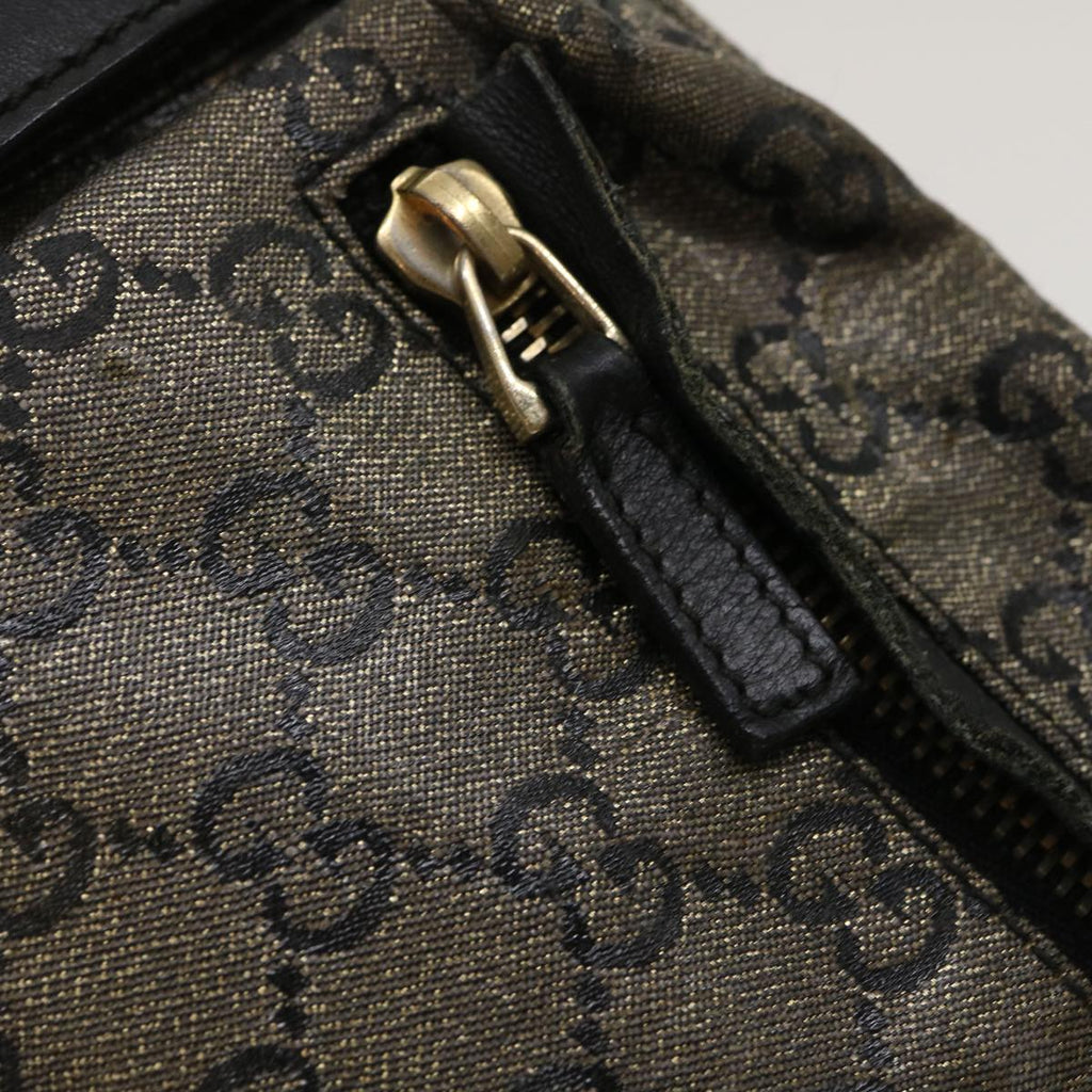 GUCCI GG Canvas Waist Bag Black Gold hs1094