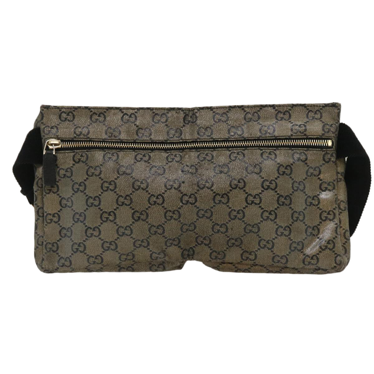 GUCCI GG Canvas Waist Bag Black Gold hs1094