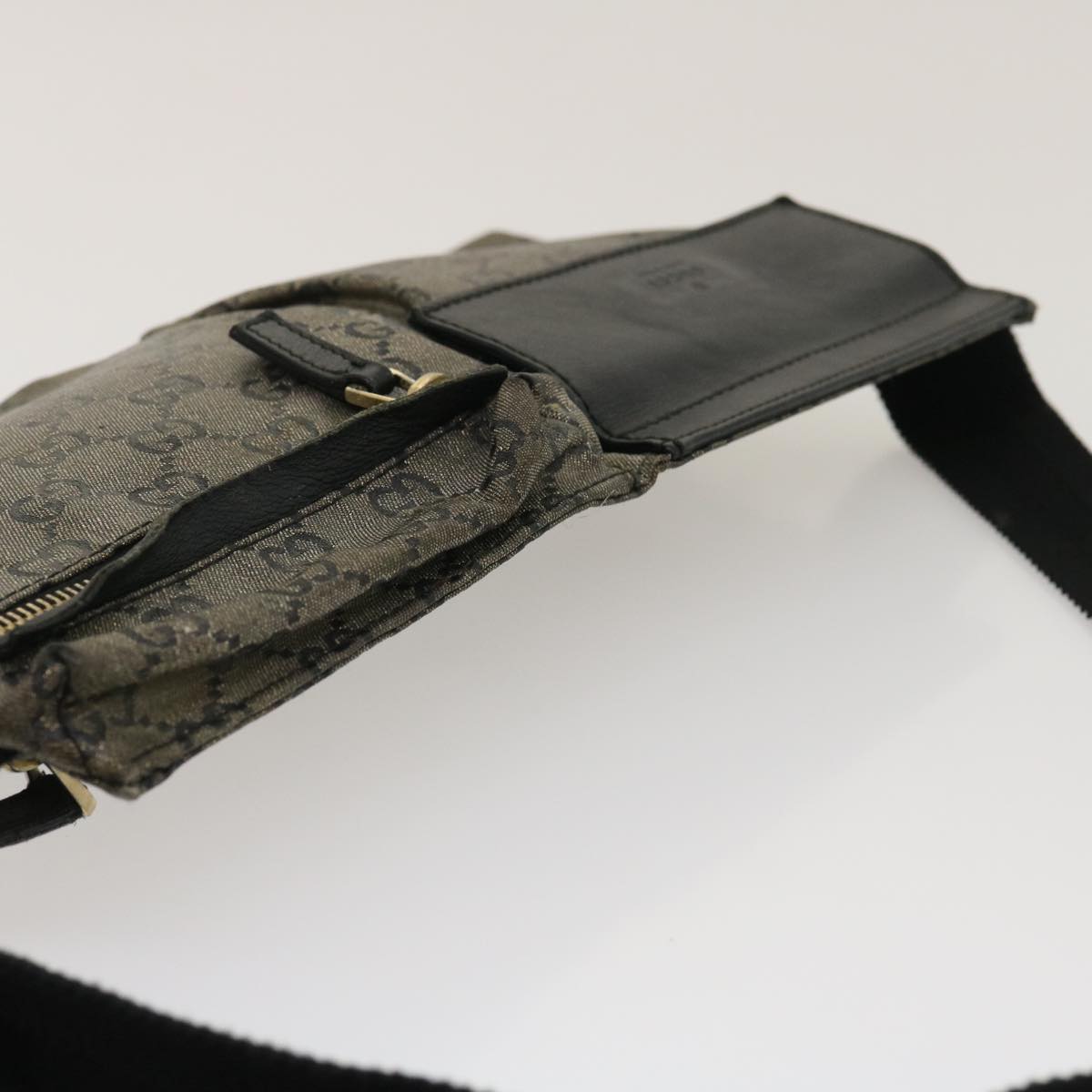 GUCCI GG Canvas Waist Bag Black Gold hs1094