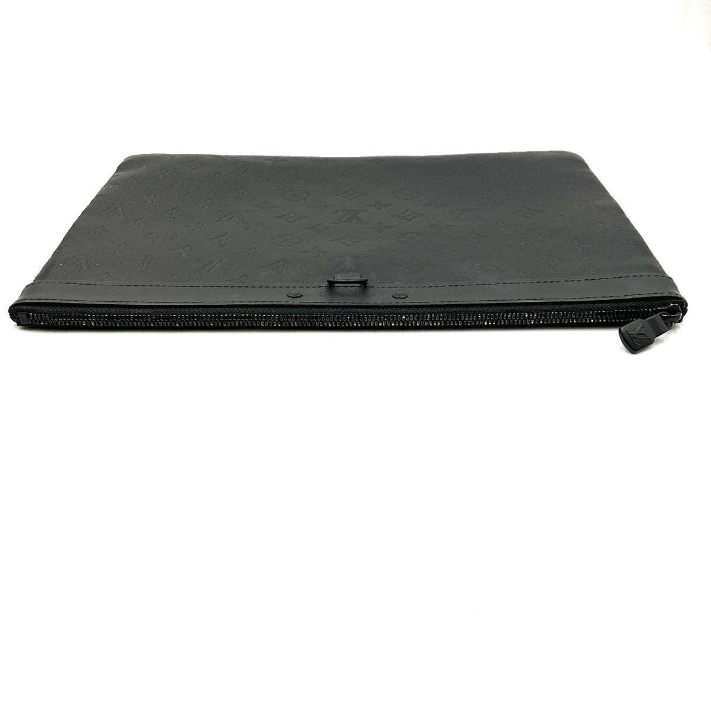 LOUIS VUITTON Monogram Shadow Pochette Discovery Clutch Bag black RFID
