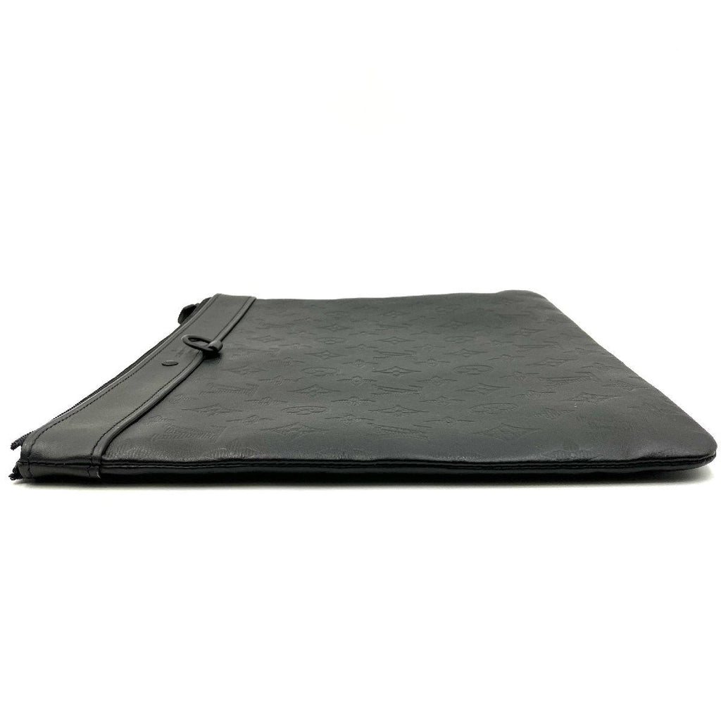 LOUIS VUITTON Monogram Shadow Pochette Discovery Clutch Bag black RFID