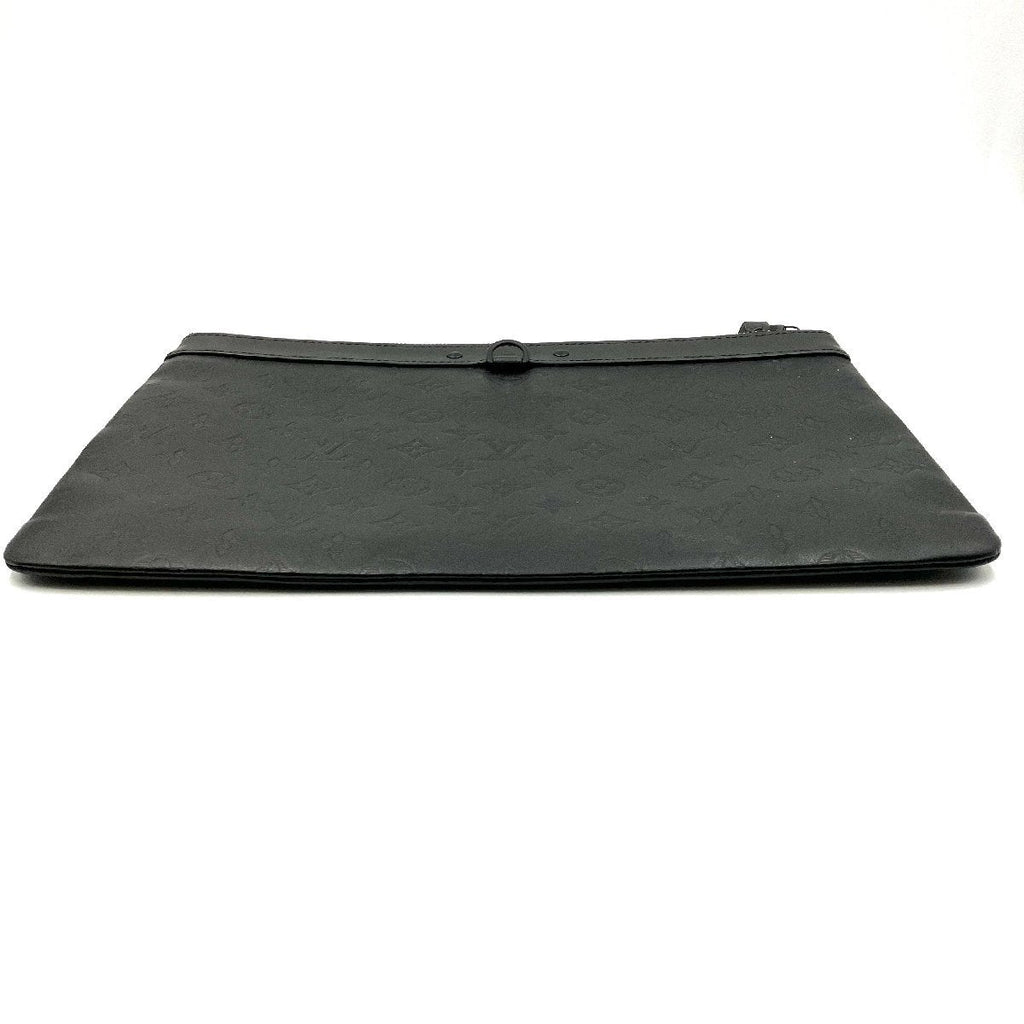 LOUIS VUITTON Monogram Shadow Pochette Discovery Clutch Bag black RFID