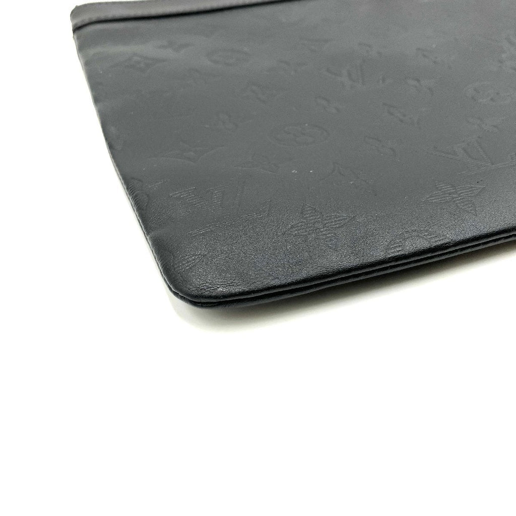 LOUIS VUITTON Monogram Shadow Pochette Discovery Clutch Bag black RFID