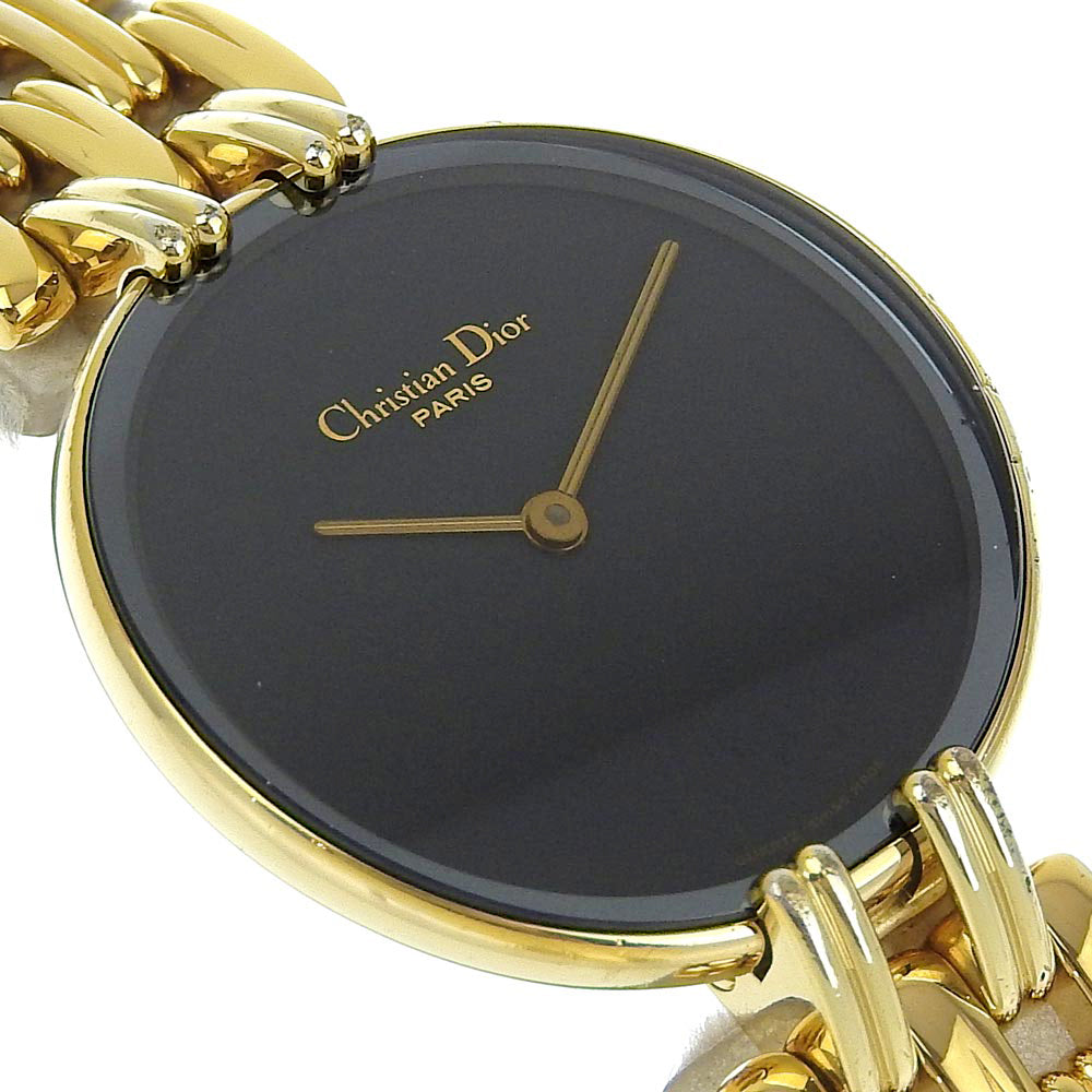 Christian Dior Watches Quartz D46-154-4 Plated Gold black Bakira black dial Women Used