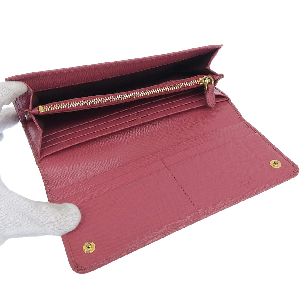 PRADA Long Wallet Purse 1M1132 Safiano pink ribbon Women Used
