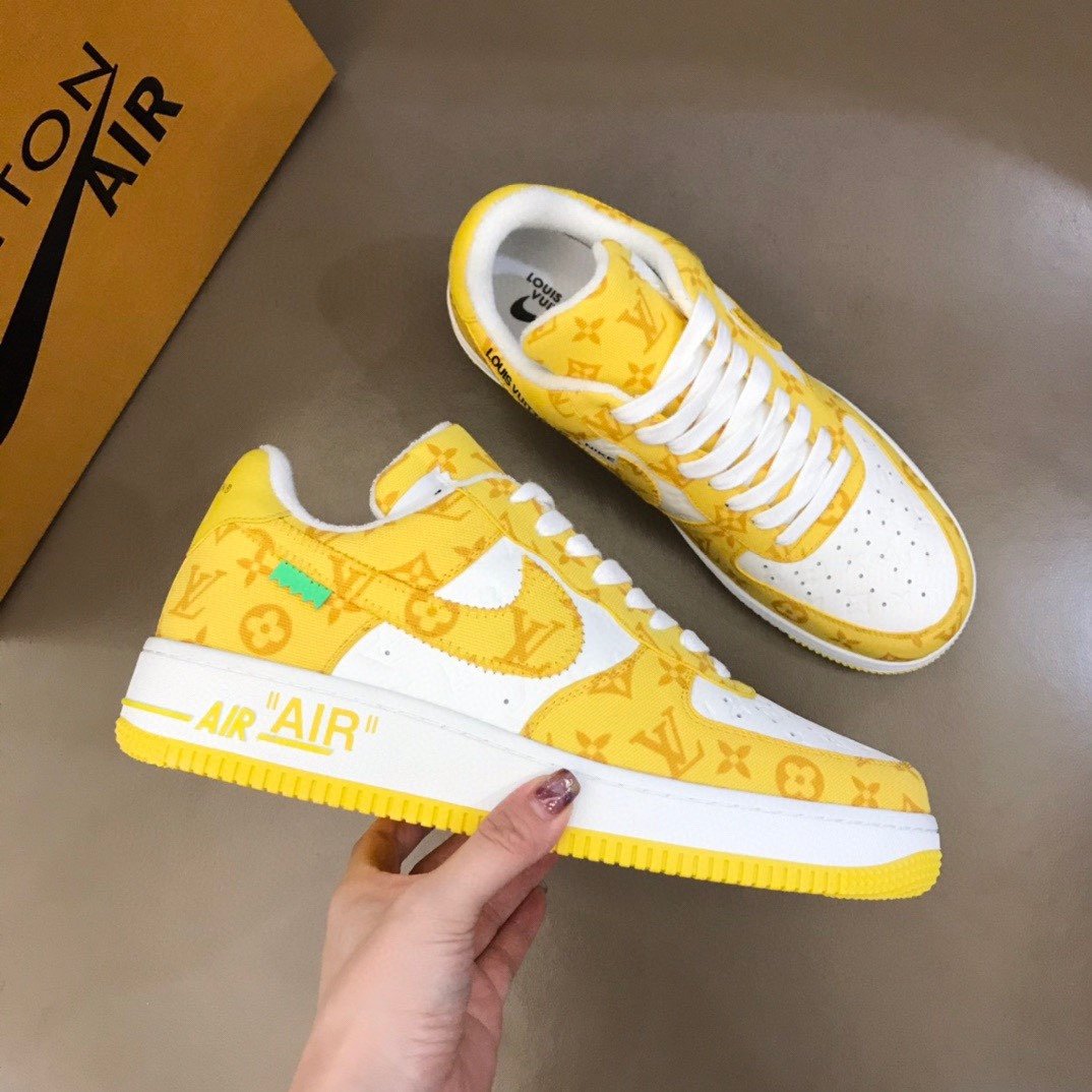 Louis Vuitton And NIKE Ã¢â‚¬Å“AIR.FORGLAMI 1Ã¢â‚¬Â By Virgil Abloh White/Yellow For Men, Men’s Shoes