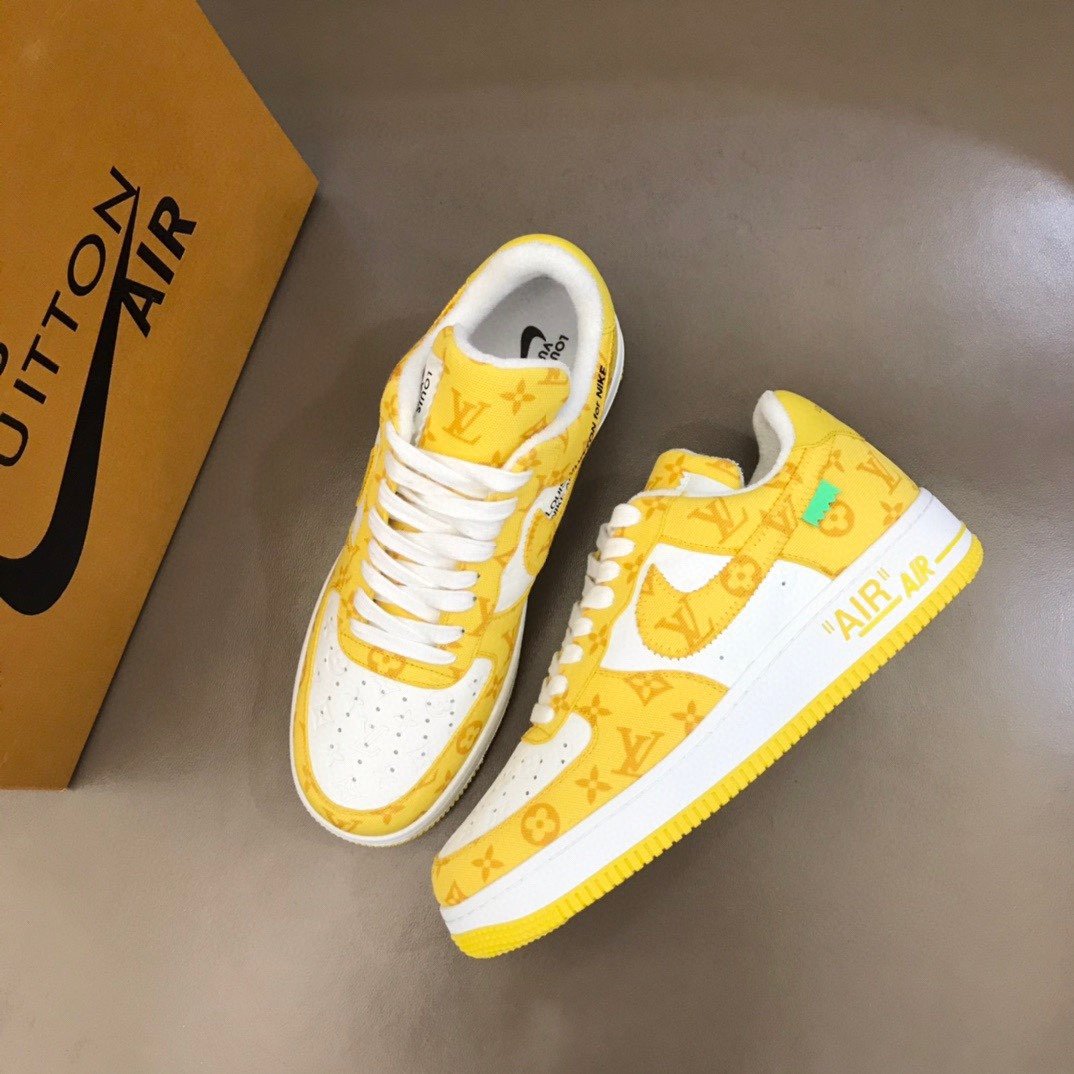 Louis Vuitton And NIKE Ã¢â‚¬Å“AIR.FORGLAMI 1Ã¢â‚¬Â By Virgil Abloh White/Yellow For Men, Men’s Shoes