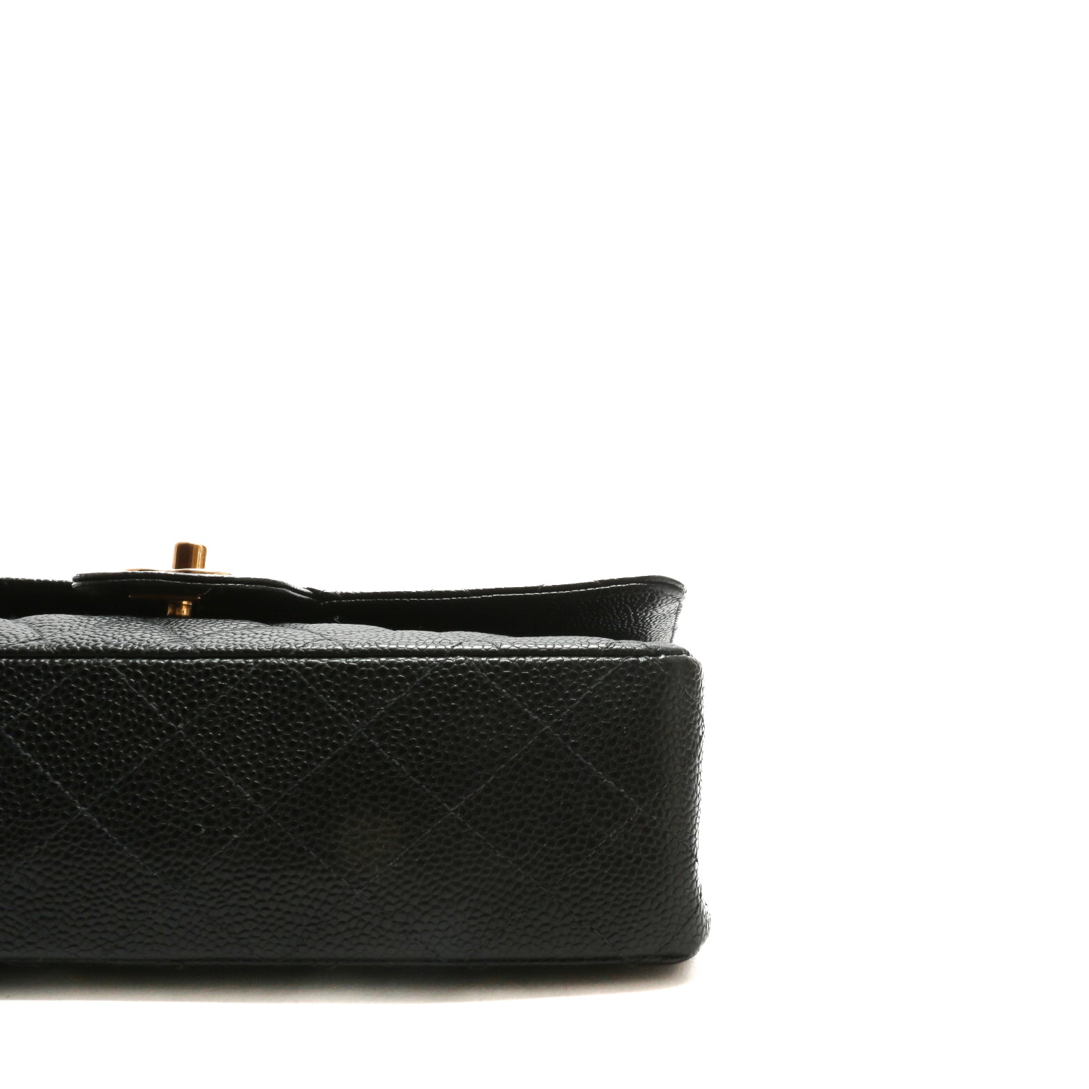 CHANEL Medium Dbl Flap Quilted Black Caviar w/Gold