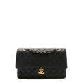 CHANEL Medium Dbl Flap Quilted Black Caviar w/Gold