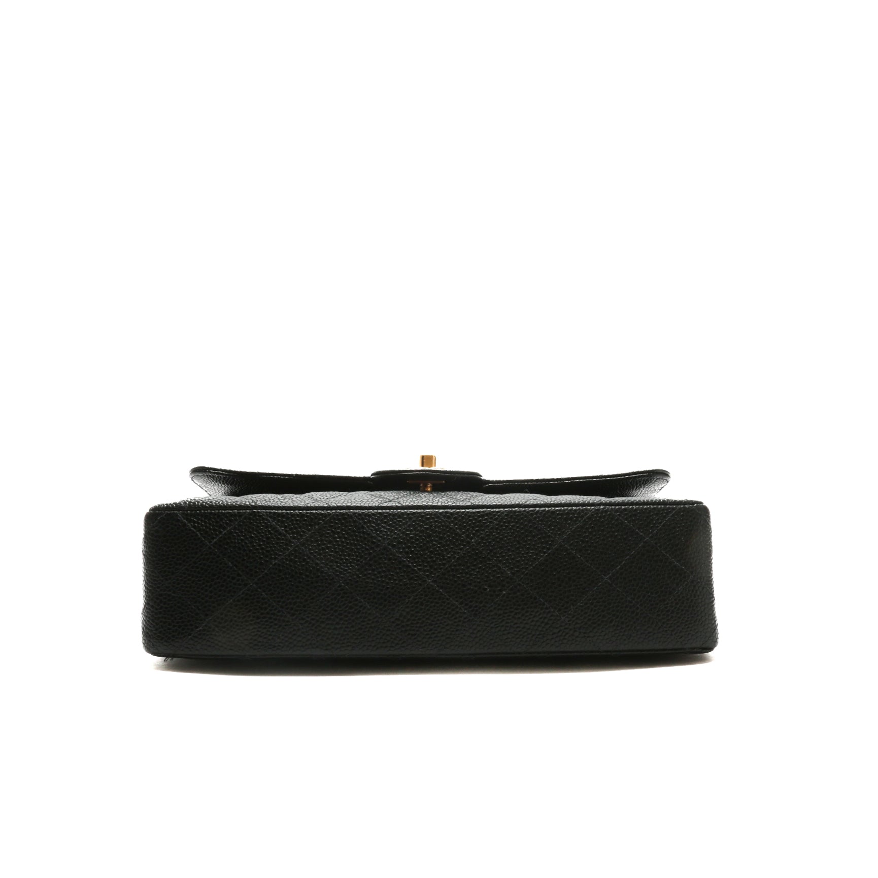 CHANEL Medium Dbl Flap Quilted Black Caviar w/Gold