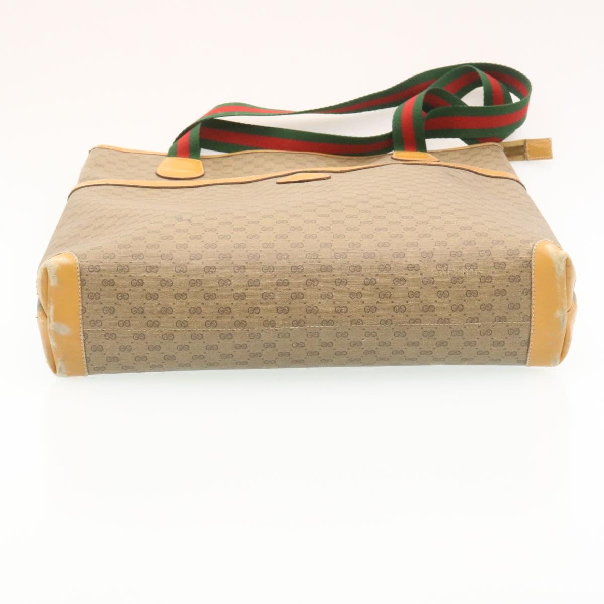GUCCI Web Sherry Line Micro GG Canvas Tote Bag Beige Red Green im299