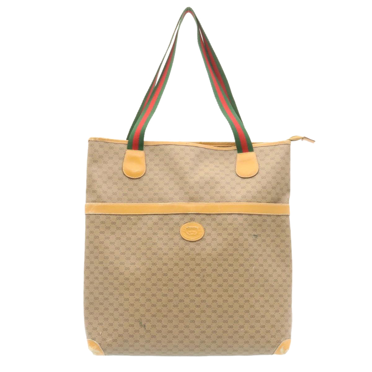 GUCCI Web Sherry Line Micro GG Canvas Tote Bag Beige Red Green im299