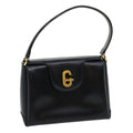 GUCCI Turn Lock Hand Bag Leather Black Red im361