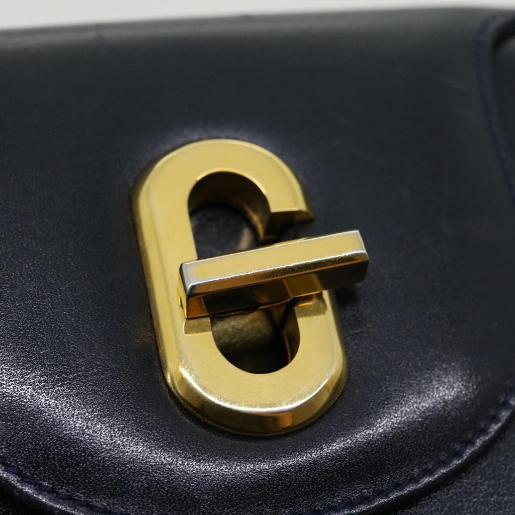 GUCCI Turn Lock Hand Bag Leather Black Red im361