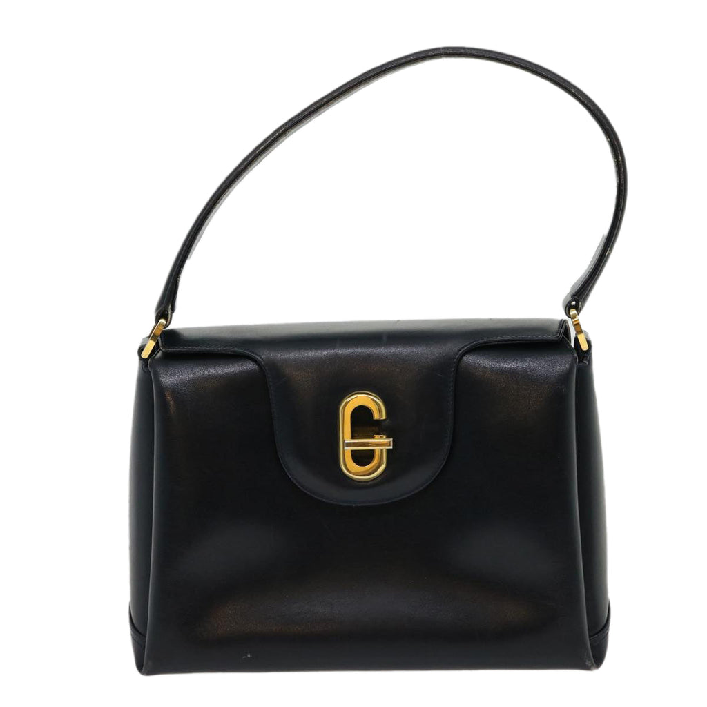 GUCCI Turn Lock Hand Bag Leather Black Red im361