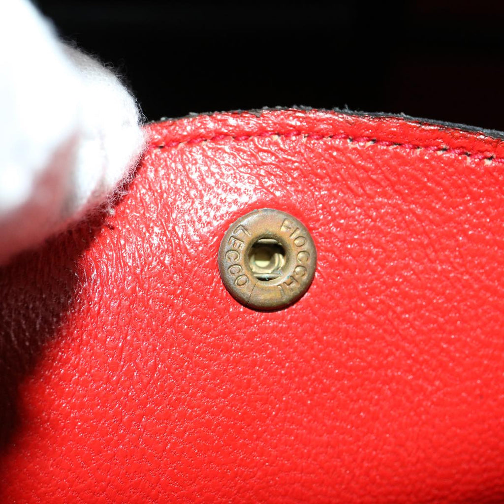 GUCCI Turn Lock Hand Bag Leather Black Red im361