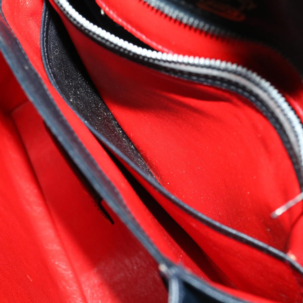GUCCI Turn Lock Hand Bag Leather Black Red im361