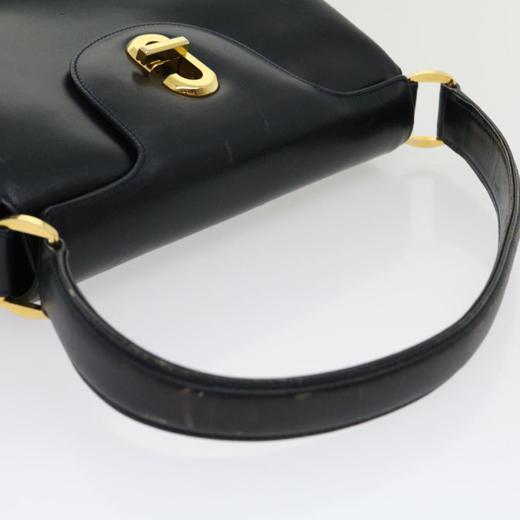 GUCCI Turn Lock Hand Bag Leather Black Red im361
