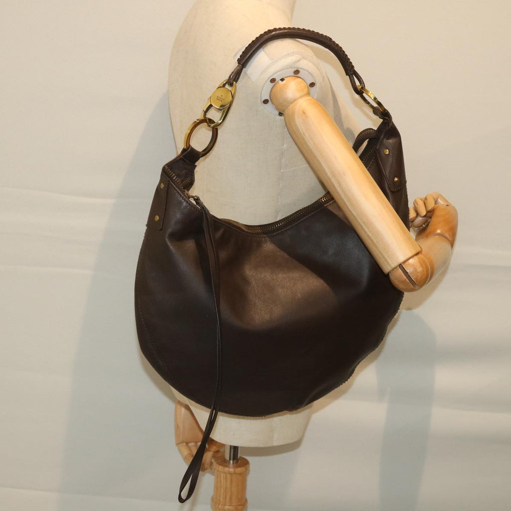 GUCCI Shoulder Bag Leather Brown 95726 im451
