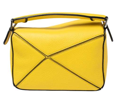Loewe Yellow Leather Mini Puzzle Top Handle Bag