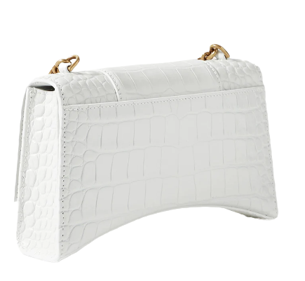 BALENCIAGA Hourglass XS with Chain Shoulder Bag in White