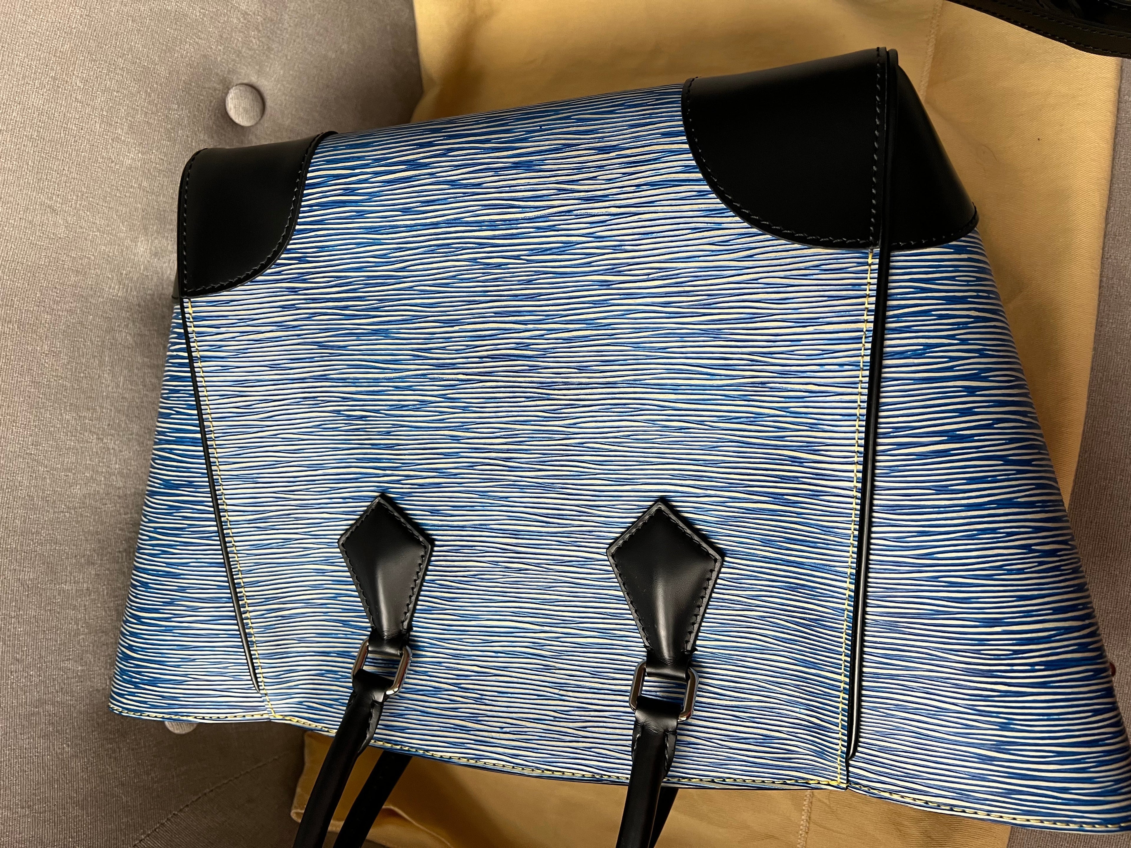 Louis Vuitton Phenix Shoulder Tote in Blue Jean Denim Blue Epi Noir