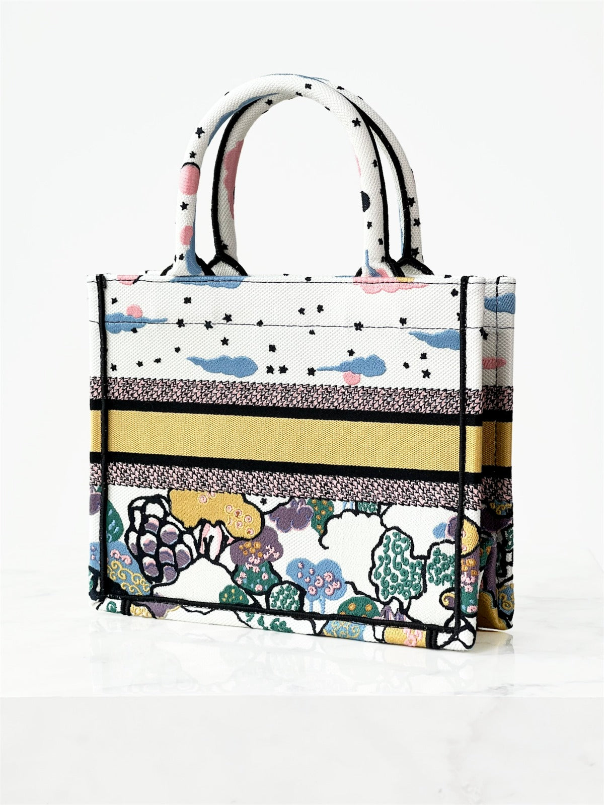 Dior Off White Latte Ciel de RÃƒÆ’Ã‚Âªve Embroidery Small Book Tote Bag