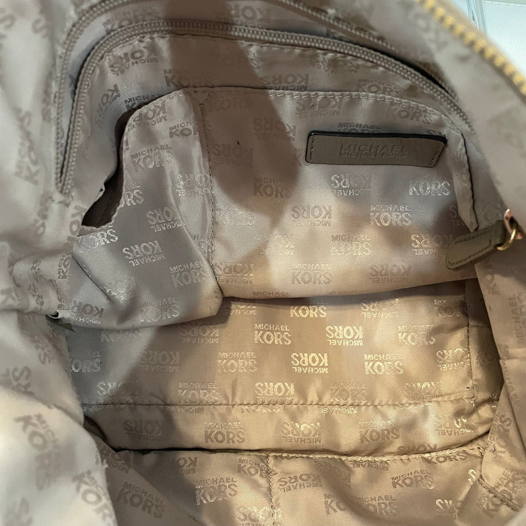 MICHAEL KORS Dune Beige Brooke Medium Leather Shoulder Tote Bag