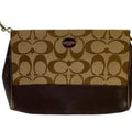 COACH Wristlet Signature Khaki With Brown Leather Trim