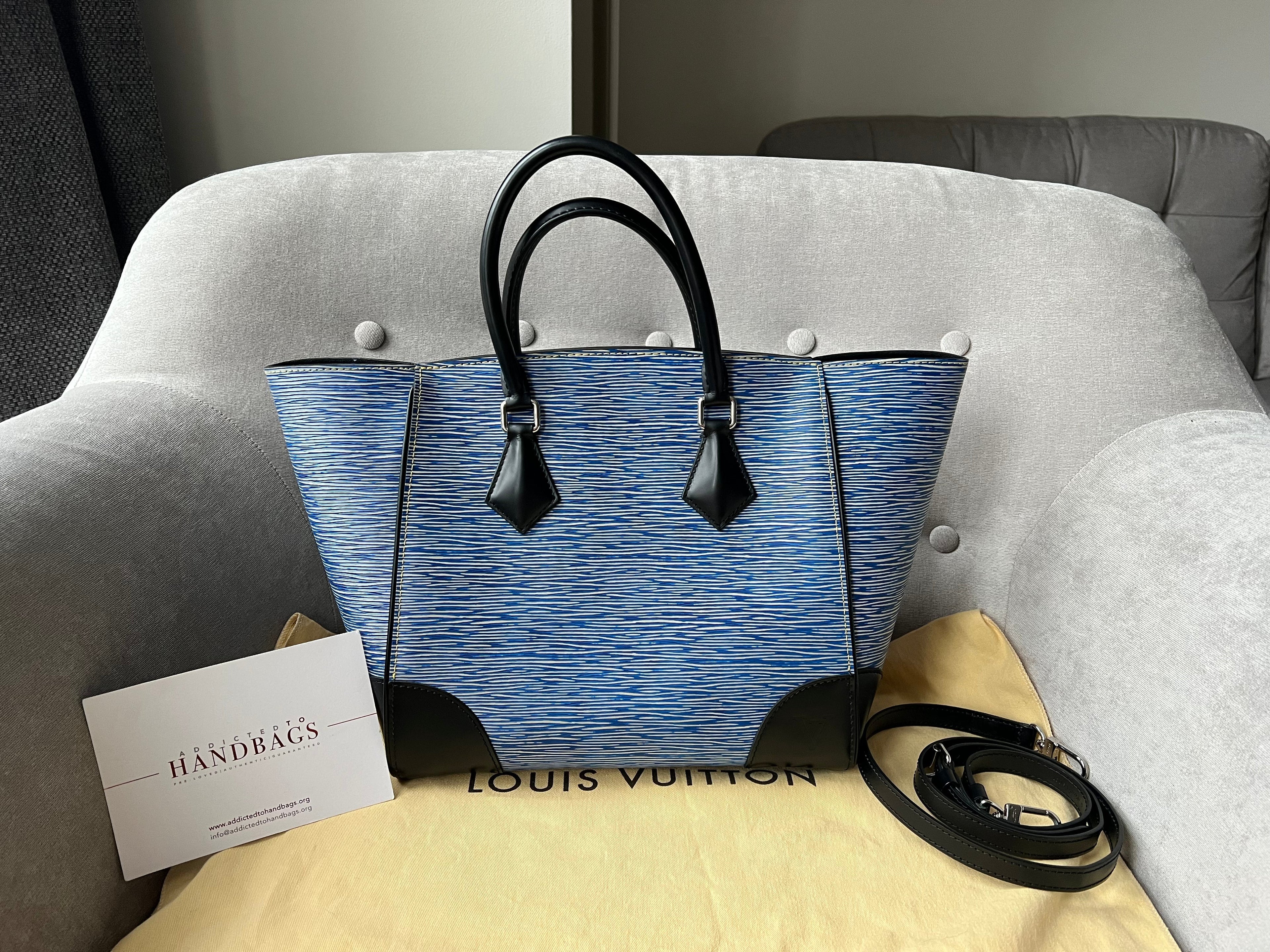 Louis Vuitton Phenix Shoulder Tote in Blue Jean Denim Blue Epi Noir