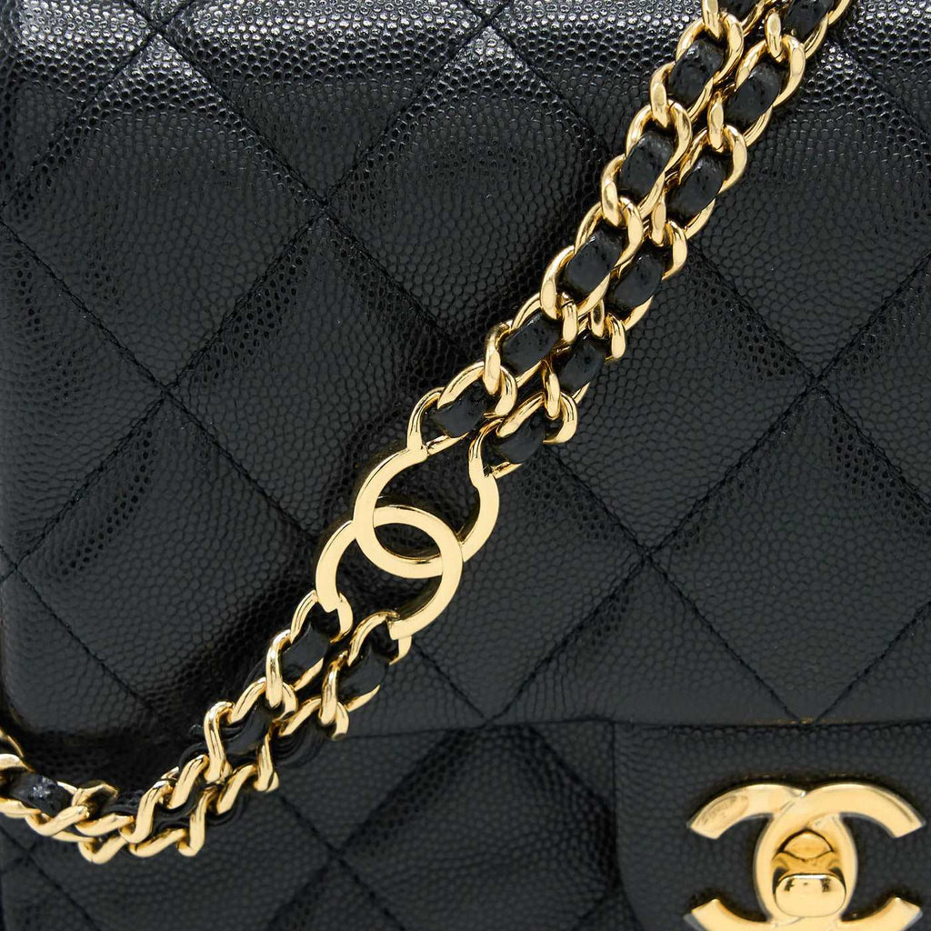 CHANEL 23C MINI FLAP BAG CHAIN GRAINED CALFSKIN BLACK