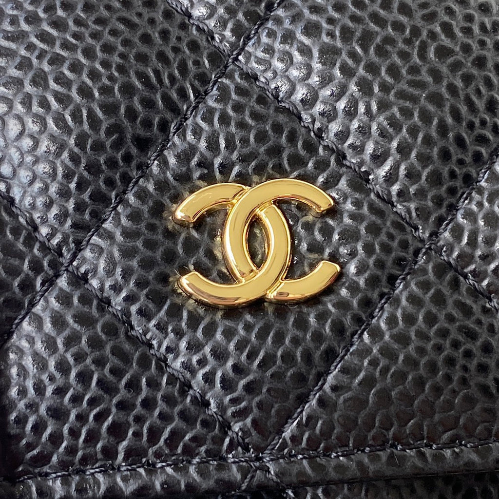 CHANEL CLASSIC WALLET ON CHAIN BLACK CAVIAR, GOLD HARDWARE