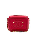 Chanel Filigree Vanity Clutch With Chain Quilted Caviar Gold-tone Red