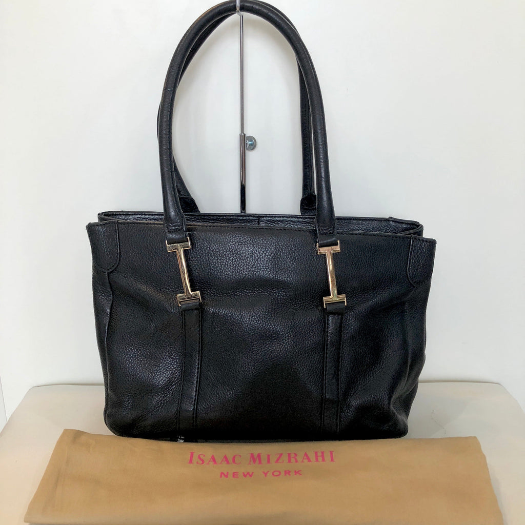ISAAC MIZRAHI Black Leather Handbag
