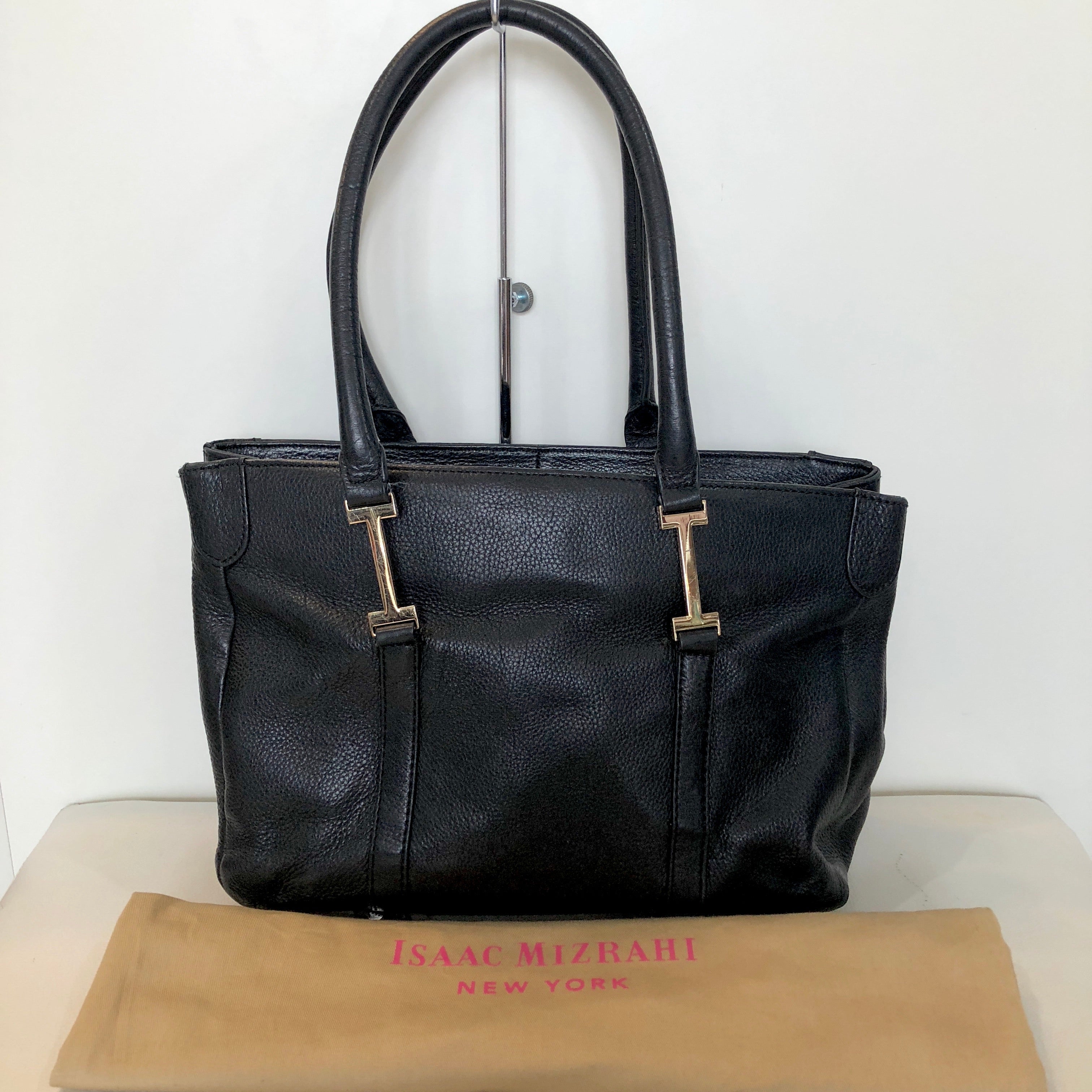 ISAAC MIZRAHI Black Leather Handbag
