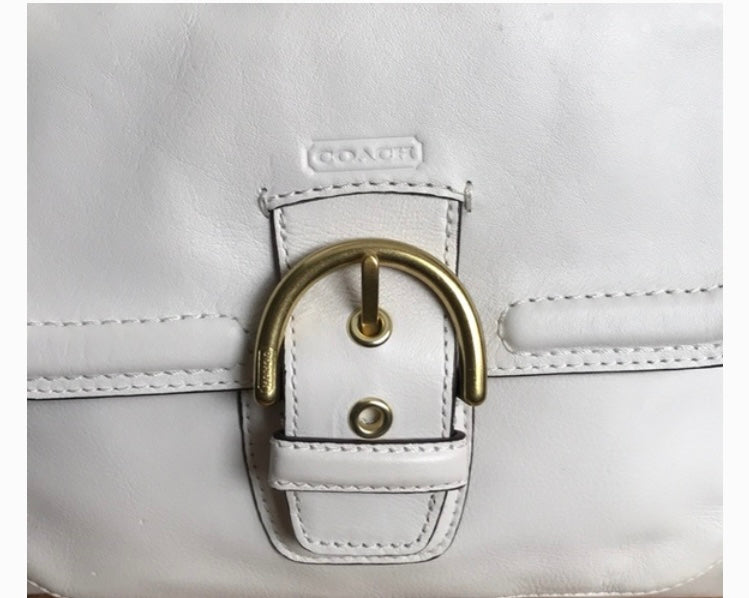 COACH Campbell Leather Large Satchel Belle Carryall Cream