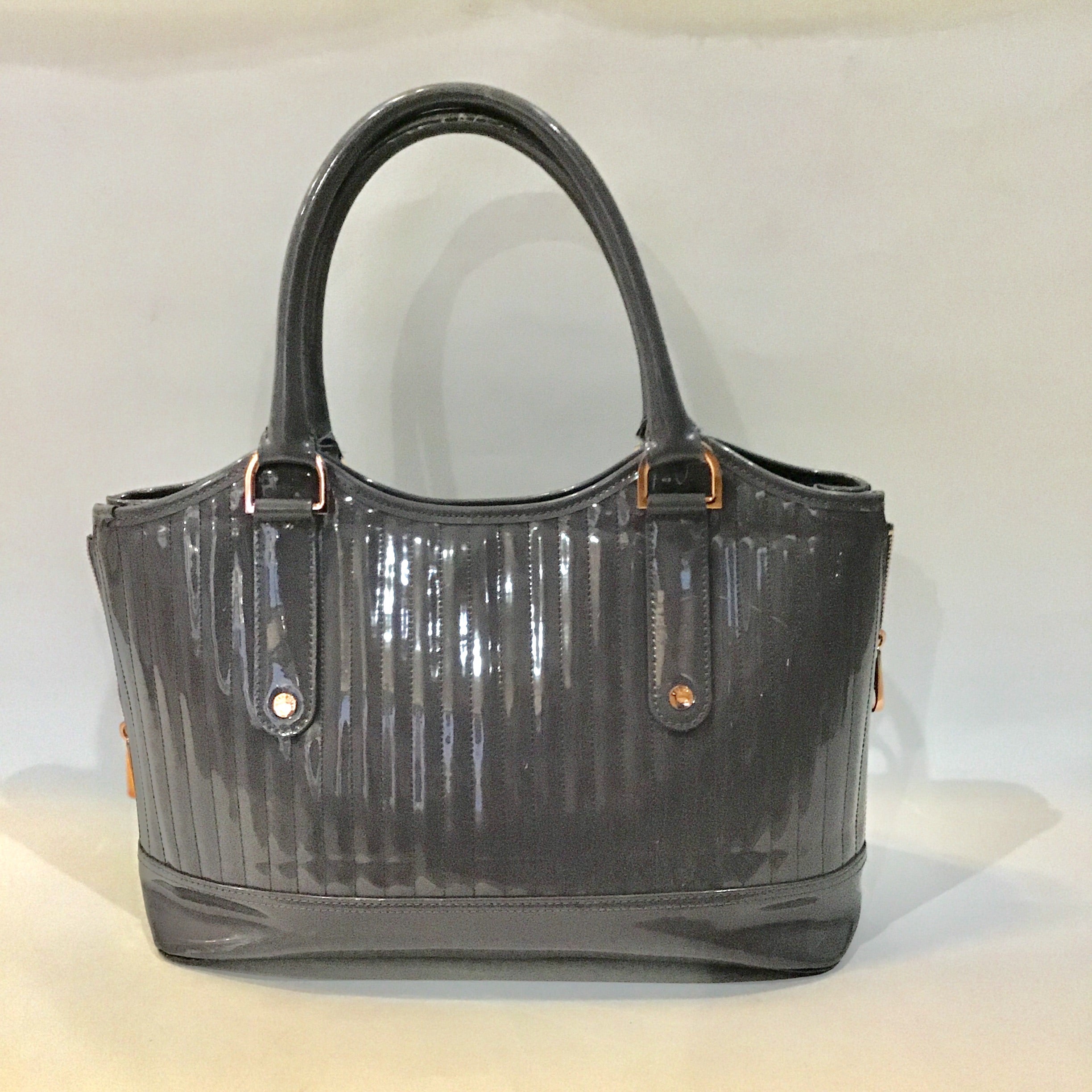 TED BAKER Gray Patent Leather Satchel