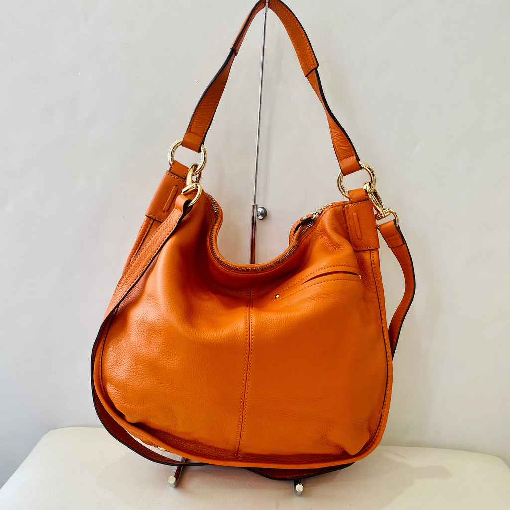 B. MAKOWSKY Leather Hobo and Wallet Set Orange