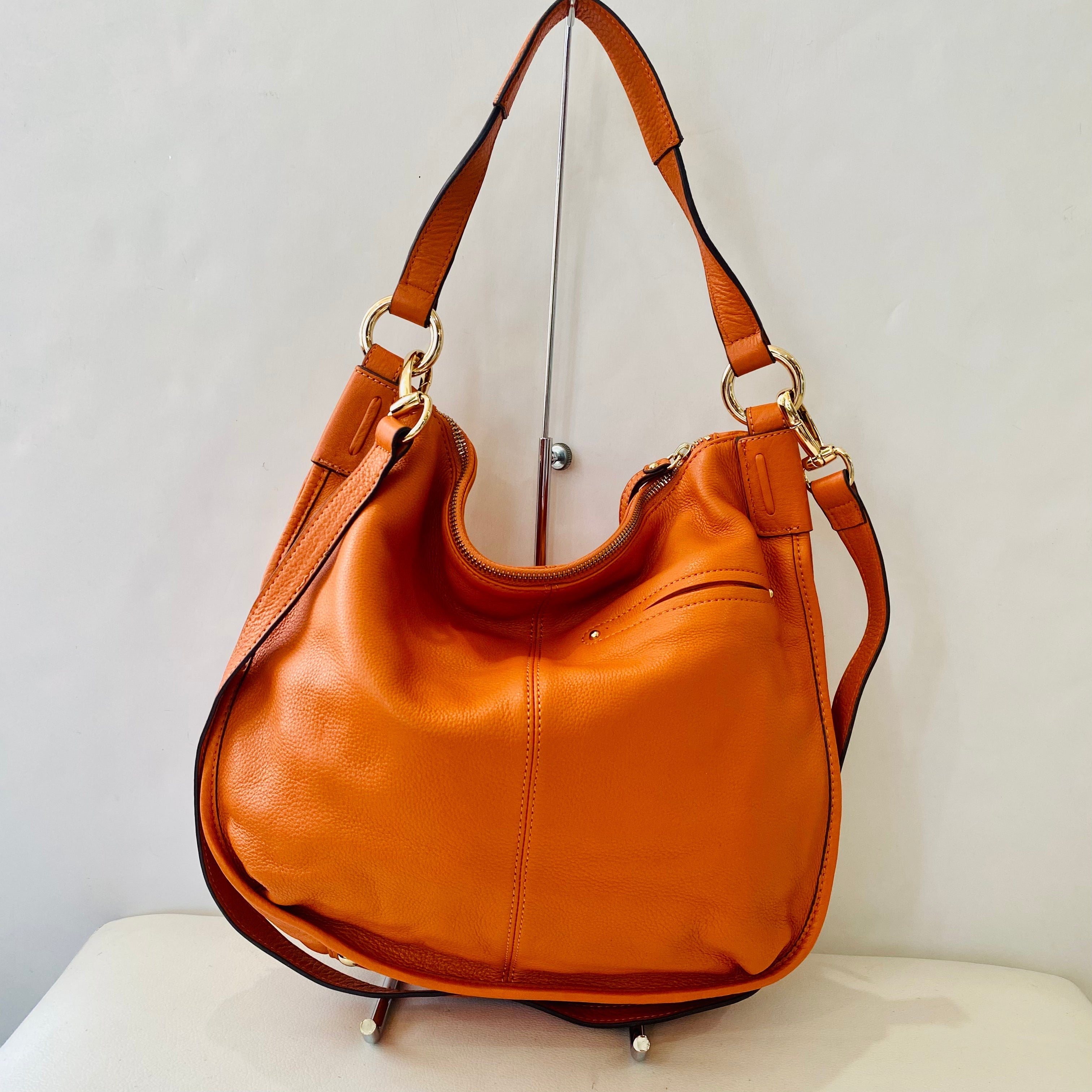 B. MAKOWSKY Leather Hobo and Wallet Set Orange