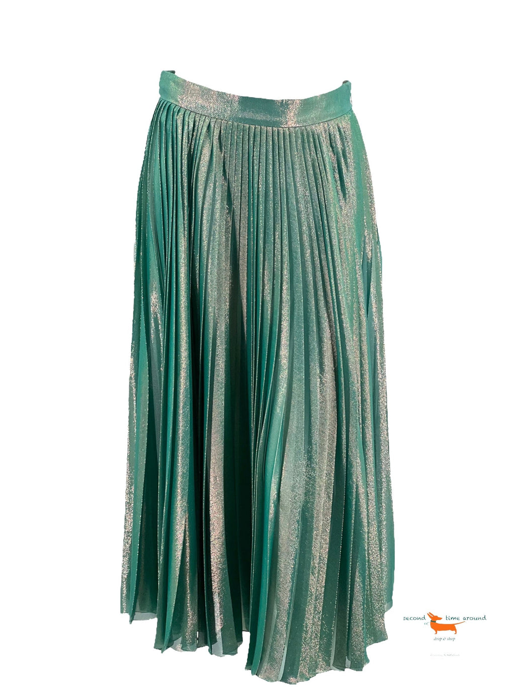 Gucci Plisse Silk voile lame midi Skirt in light green