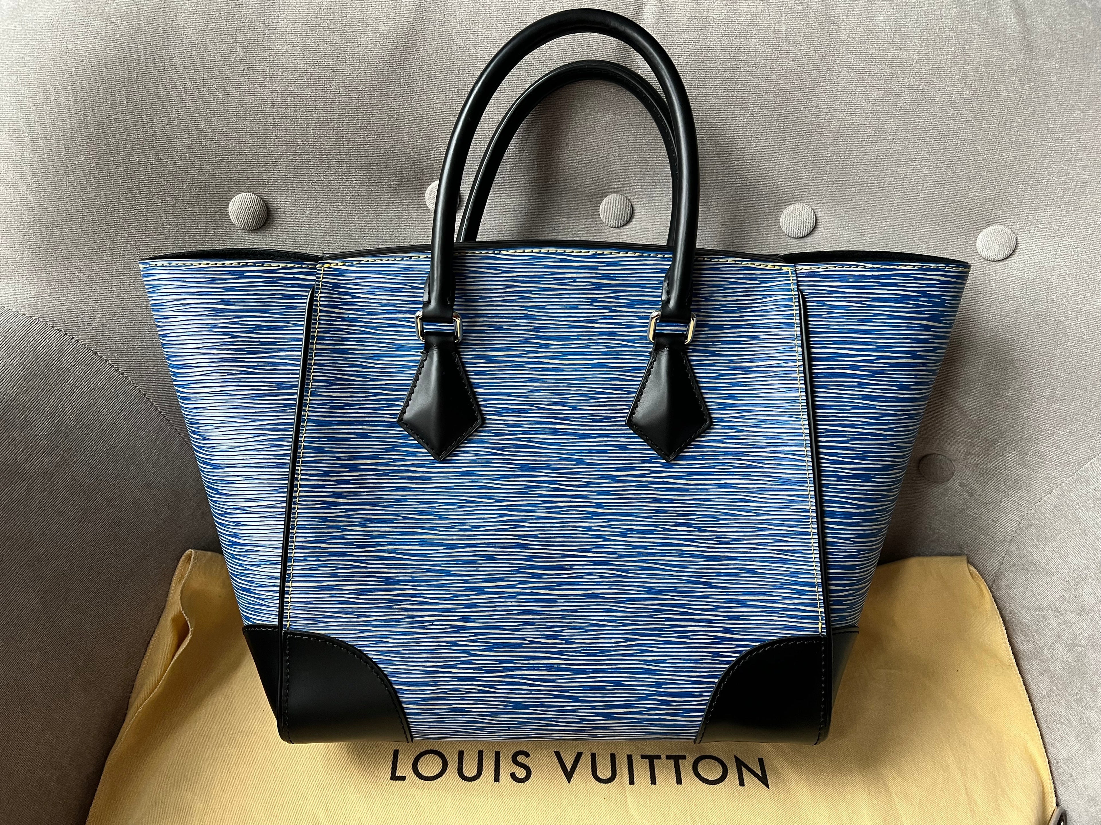 Louis Vuitton Phenix Shoulder Tote in Blue Jean Denim Blue Epi Noir